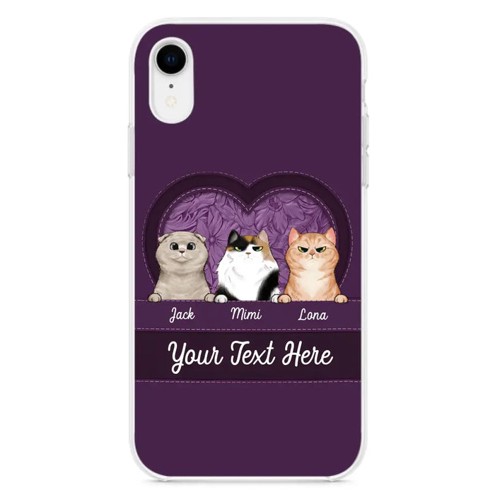 Custom Personalized Cat Phone Case For iPhone And Samsung - Gift Idea For Cat Lover - Up to 3  Cats  - Cat In Heart