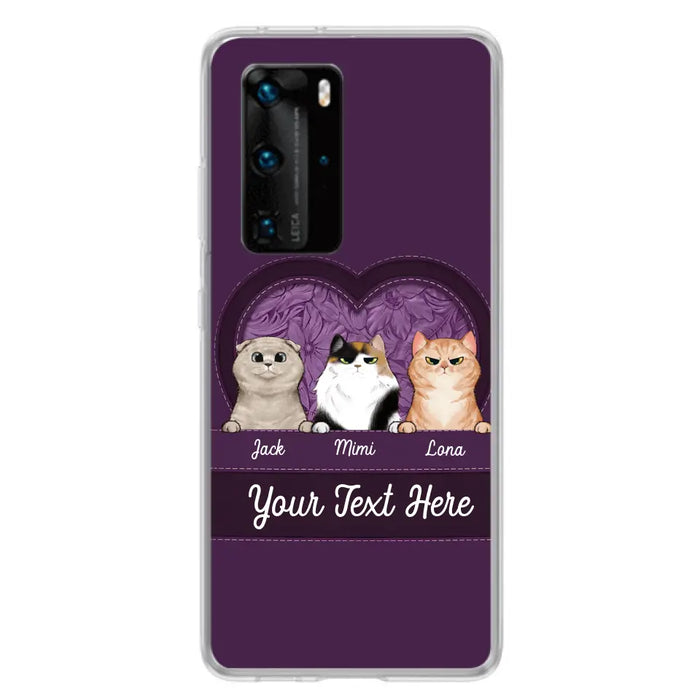 Custom Personalized Cat Phone Case For Oppo/Xiaomi/Huawei - Gift Idea For Cat Lovers- Up to 3 Cats - Cat In Heart