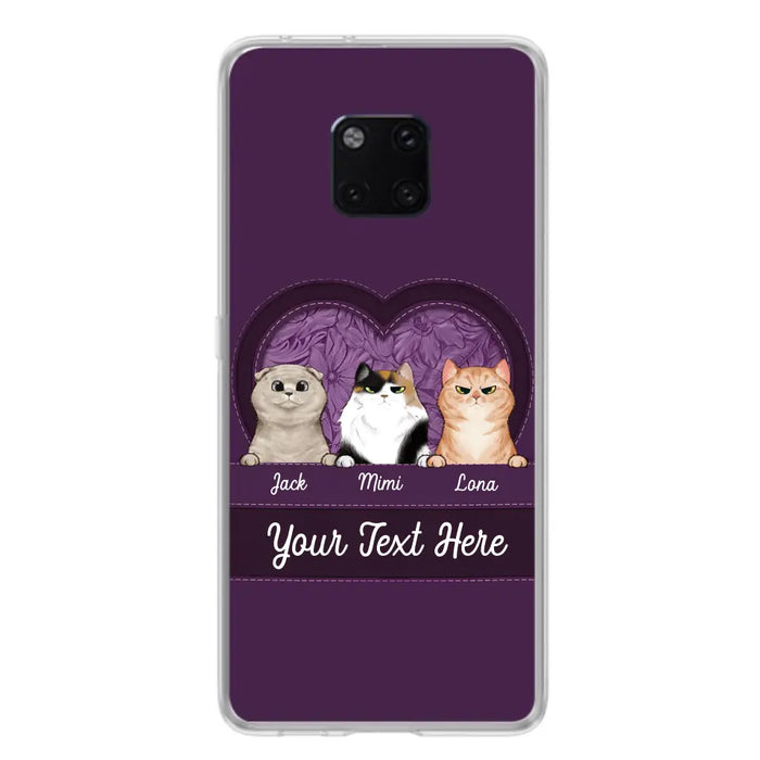 Custom Personalized Cat Phone Case For Oppo/Xiaomi/Huawei - Gift Idea For Cat Lovers- Up to 3 Cats - Cat In Heart