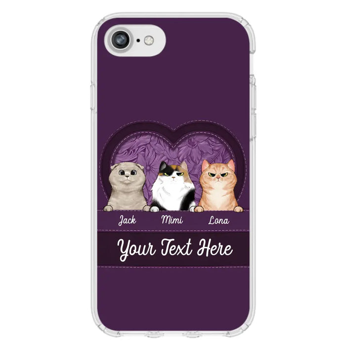 Custom Personalized Cat Phone Case For iPhone And Samsung - Gift Idea For Cat Lover - Up to 3  Cats  - Cat In Heart