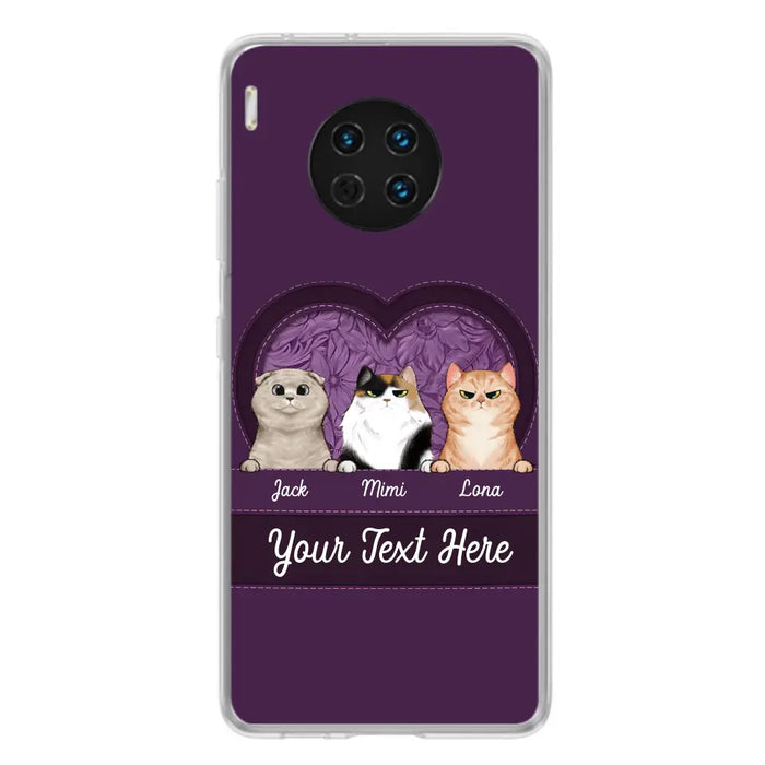 Custom Personalized Cat Phone Case For Oppo/Xiaomi/Huawei - Gift Idea For Cat Lovers- Up to 3 Cats - Cat In Heart