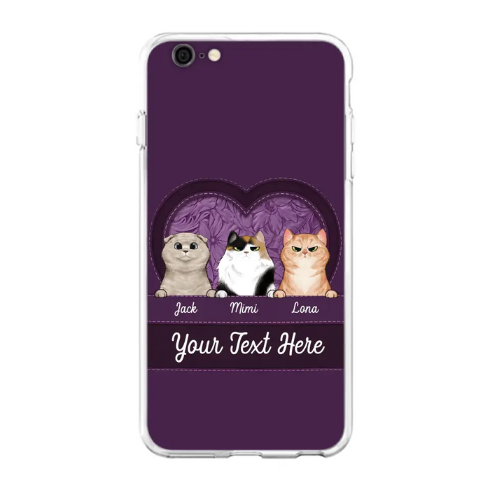 Custom Personalized Cat Phone Case For iPhone And Samsung - Gift Idea For Cat Lover - Up to 3  Cats  - Cat In Heart