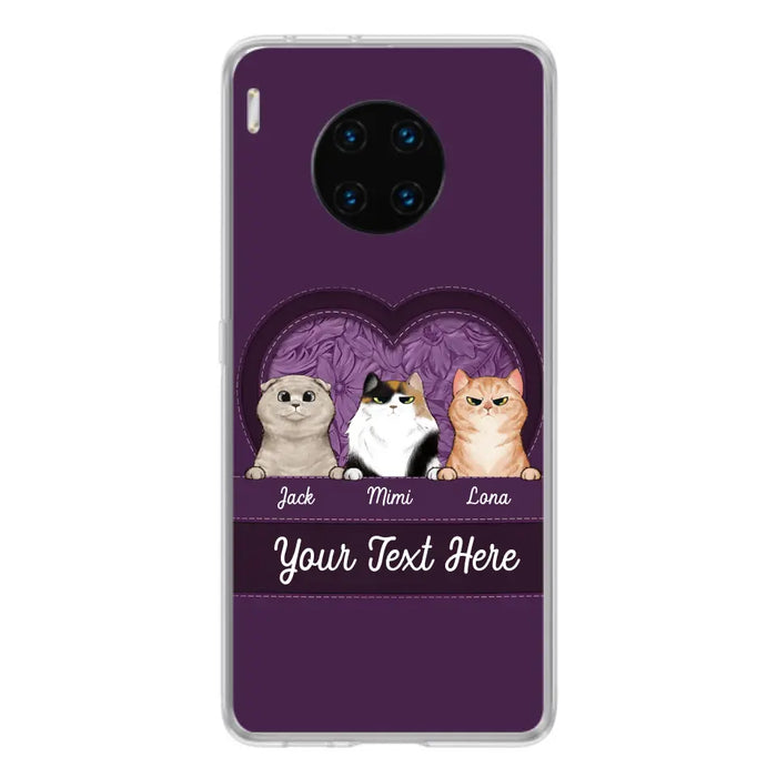 Custom Personalized Cat Phone Case For Oppo/Xiaomi/Huawei - Gift Idea For Cat Lovers- Up to 3 Cats - Cat In Heart