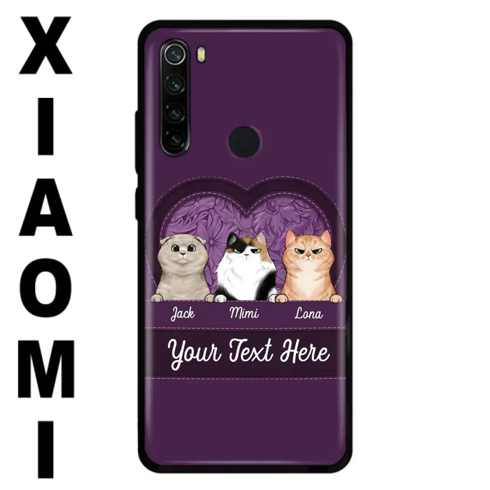 Custom Personalized Cat Phone Case For Oppo/Xiaomi/Huawei - Gift Idea For Cat Lovers- Up to 3 Cats - Cat In Heart