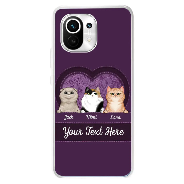 Custom Personalized Cat Phone Case For Oppo/Xiaomi/Huawei - Gift Idea For Cat Lovers- Up to 3 Cats - Cat In Heart