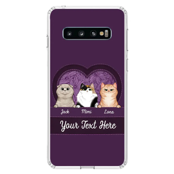 Custom Personalized Cat Phone Case For iPhone And Samsung - Gift Idea For Cat Lover - Up to 3  Cats  - Cat In Heart