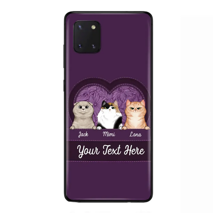 Custom Personalized Cat Phone Case For iPhone And Samsung - Gift Idea For Cat Lover - Up to 3  Cats  - Cat In Heart