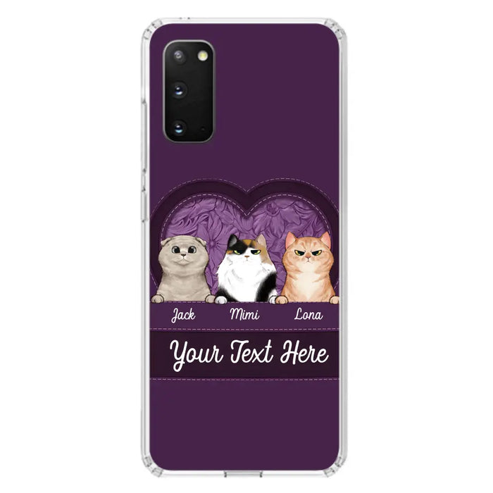 Custom Personalized Cat Phone Case For iPhone And Samsung - Gift Idea For Cat Lover - Up to 3  Cats  - Cat In Heart