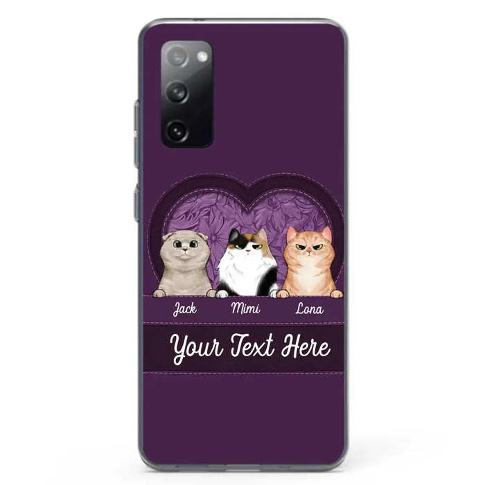 Custom Personalized Cat Phone Case For iPhone And Samsung - Gift Idea For Cat Lover - Up to 3  Cats  - Cat In Heart