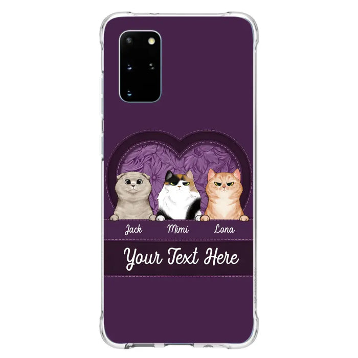 Custom Personalized Cat Phone Case For iPhone And Samsung - Gift Idea For Cat Lover - Up to 3  Cats  - Cat In Heart