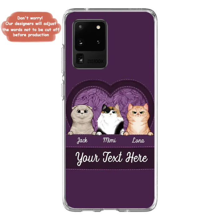 Custom Personalized Cat Phone Case For iPhone And Samsung - Gift Idea For Cat Lover - Up to 3  Cats  - Cat In Heart