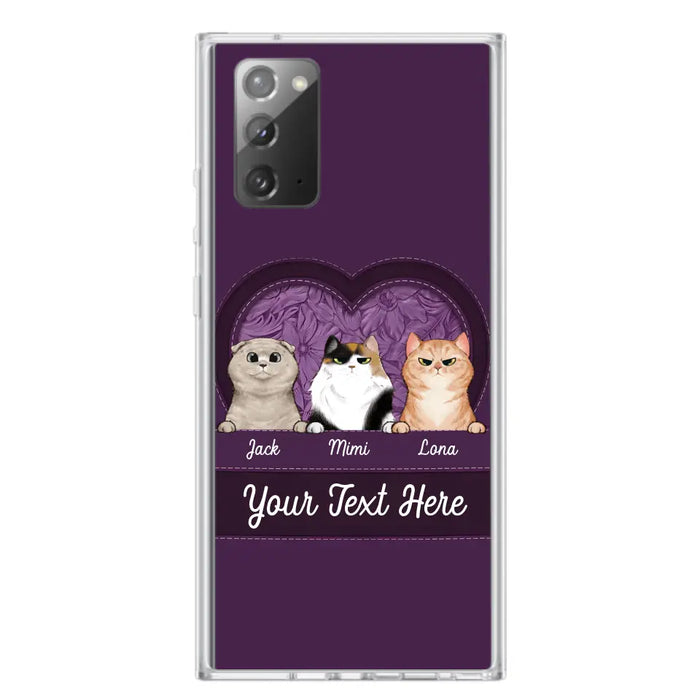 Custom Personalized Cat Phone Case For iPhone And Samsung - Gift Idea For Cat Lover - Up to 3  Cats  - Cat In Heart