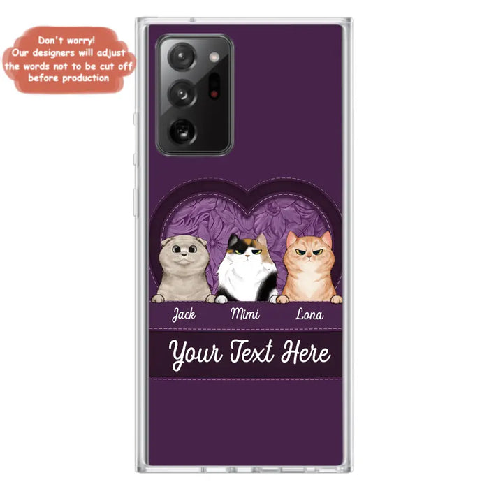 Custom Personalized Cat Phone Case For iPhone And Samsung - Gift Idea For Cat Lover - Up to 3  Cats  - Cat In Heart