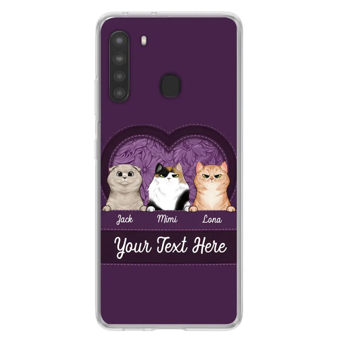 Custom Personalized Cat Phone Case For iPhone And Samsung - Gift Idea For Cat Lover - Up to 3  Cats  - Cat In Heart