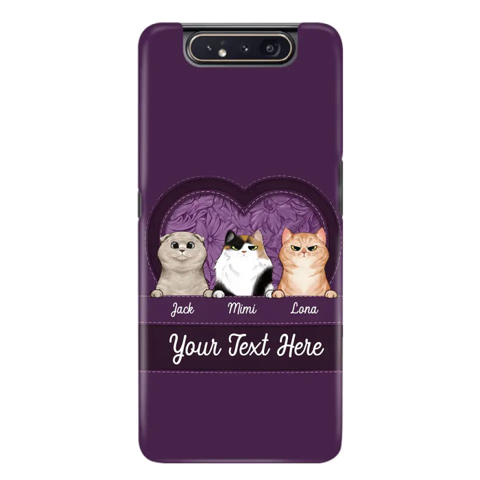 Custom Personalized Cat Phone Case For iPhone And Samsung - Gift Idea For Cat Lover - Up to 3  Cats  - Cat In Heart