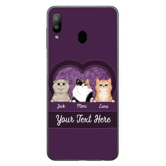 Custom Personalized Cat Phone Case For iPhone And Samsung - Gift Idea For Cat Lover - Up to 3  Cats  - Cat In Heart