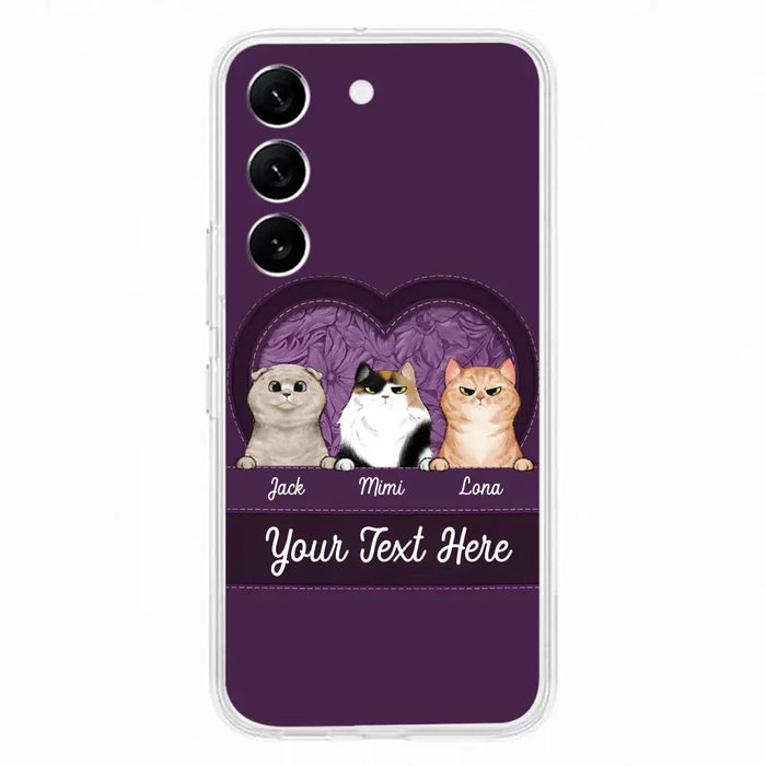 Custom Personalized Cat Phone Case For iPhone And Samsung - Gift Idea For Cat Lover - Up to 3  Cats  - Cat In Heart