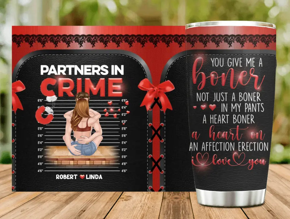 Custom Personalized Couple Tumbler - Gift Idea For Couple/Him/Her/Valentine's Day - You Give Me A Boner Not Just A Boner