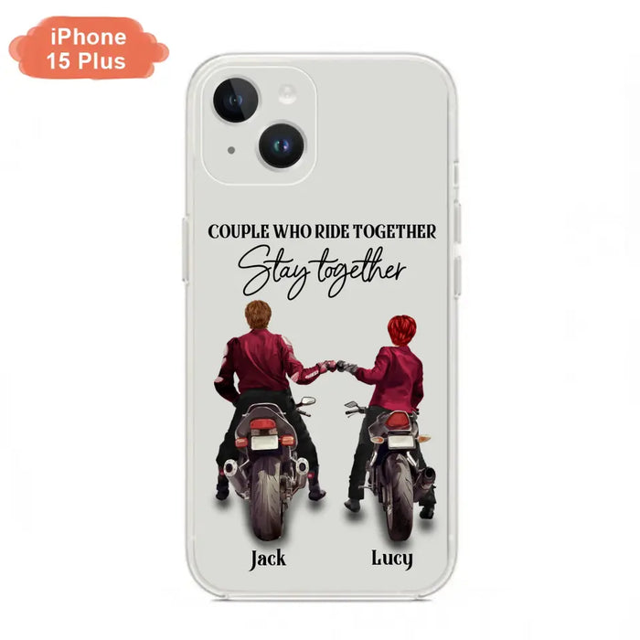 Custom Personalized Riding Couple Phone Case - Gift Idea For Couple/Valentines Day/Her/Him - Couple Who Ride Together Stay Together - Case For Iphone/Samsung