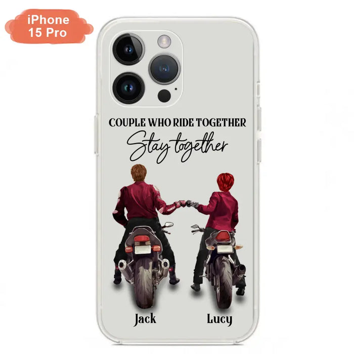 Custom Personalized Riding Couple Phone Case - Gift Idea For Couple/Valentines Day/Her/Him - Couple Who Ride Together Stay Together - Case For Iphone/Samsung