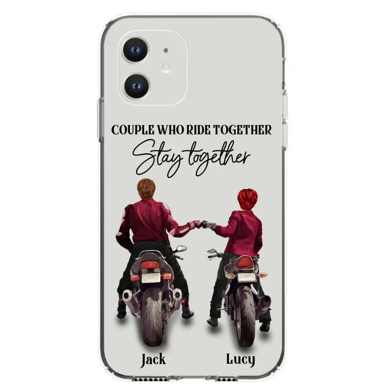 Personalized Riding Couple Phone Case - Gift Idea For Couple/Valentines Day/Her/Him - Couple Who Ride Together Stay Together - Case For Iphone/Samsung