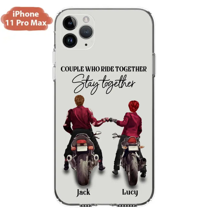 Custom Personalized Riding Couple Phone Case - Gift Idea For Couple/Valentines Day/Her/Him - Couple Who Ride Together Stay Together - Case For Iphone/Samsung