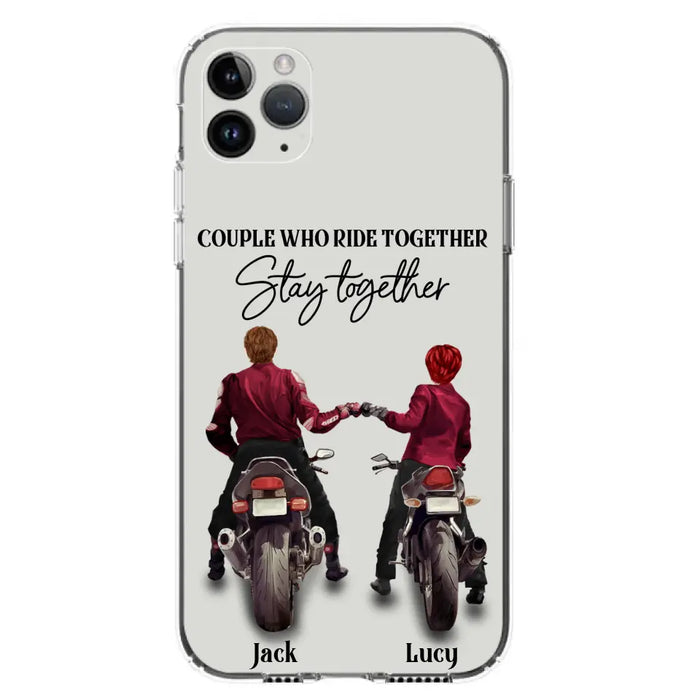 Custom Personalized Riding Couple Phone Case - Gift Idea For Couple/Valentines Day/Her/Him - Couple Who Ride Together Stay Together - Case For Iphone/Samsung