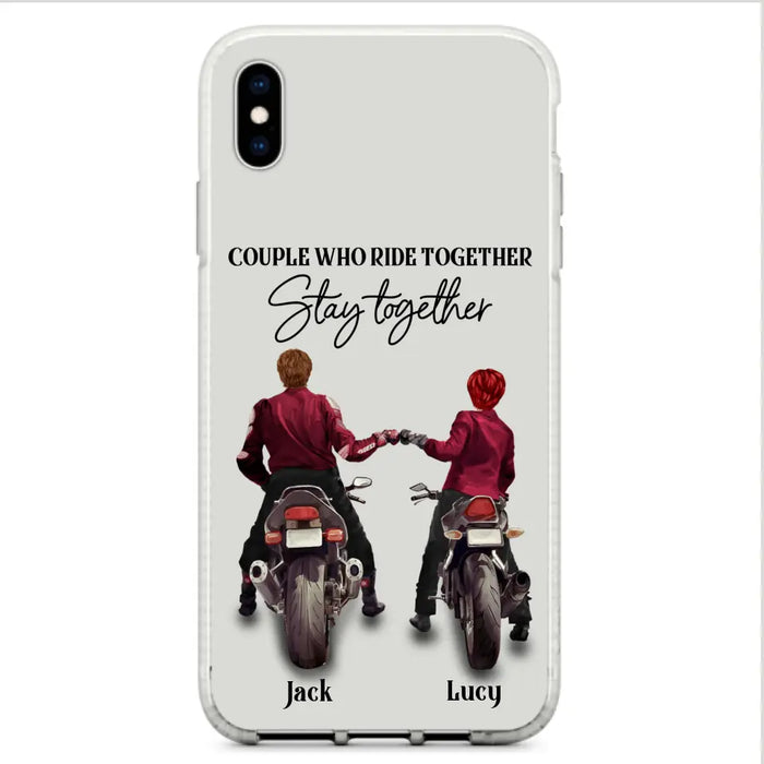 Custom Personalized Riding Couple Phone Case - Gift Idea For Couple/Valentines Day/Her/Him - Couple Who Ride Together Stay Together - Case For Iphone/Samsung