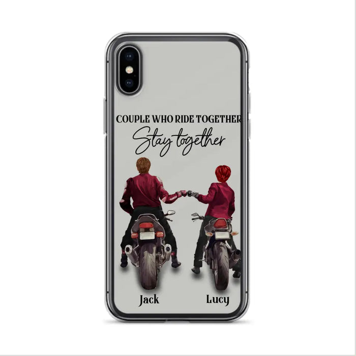 Custom Personalized Riding Couple Phone Case - Gift Idea For Couple/Valentines Day/Her/Him - Couple Who Ride Together Stay Together - Case For Iphone/Samsung