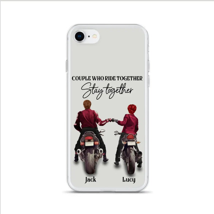 Custom Personalized Riding Couple Phone Case - Gift Idea For Couple/Valentines Day/Her/Him - Couple Who Ride Together Stay Together - Case For Iphone/Samsung