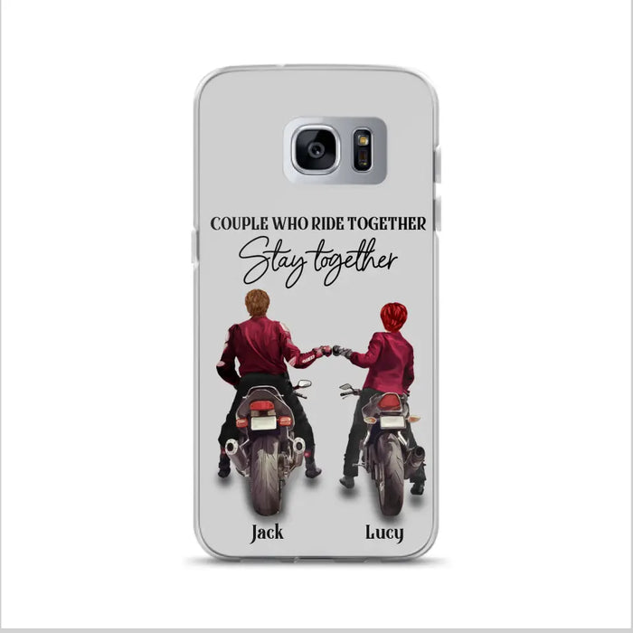 Custom Personalized Riding Couple Phone Case - Gift Idea For Couple/Valentines Day/Her/Him - Couple Who Ride Together Stay Together - Case For Iphone/Samsung