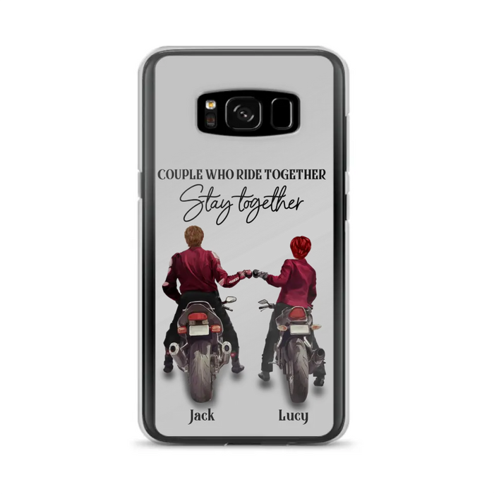 Custom Personalized Riding Couple Phone Case - Gift Idea For Couple/Valentines Day/Her/Him - Couple Who Ride Together Stay Together - Case For Iphone/Samsung