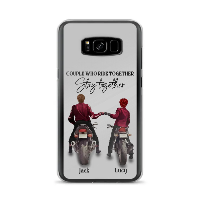 Personalized Riding Couple Phone Case - Gift Idea For Couple/Valentines Day/Her/Him - Couple Who Ride Together Stay Together - Case For Iphone/Samsung