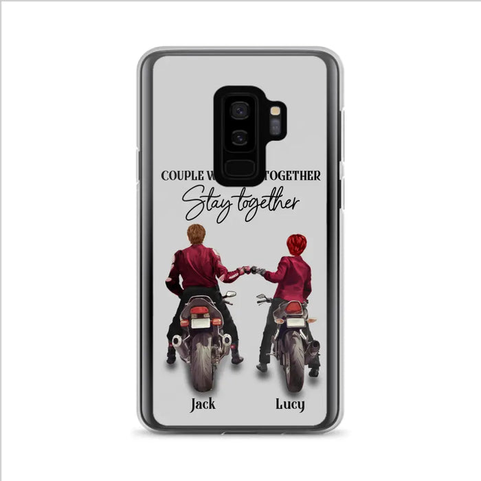 Custom Personalized Riding Couple Phone Case - Gift Idea For Couple/Valentines Day/Her/Him - Couple Who Ride Together Stay Together - Case For Iphone/Samsung