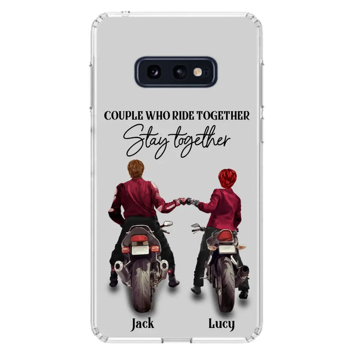 Custom Personalized Riding Couple Phone Case - Gift Idea For Couple/Valentines Day/Her/Him - Couple Who Ride Together Stay Together - Case For Iphone/Samsung