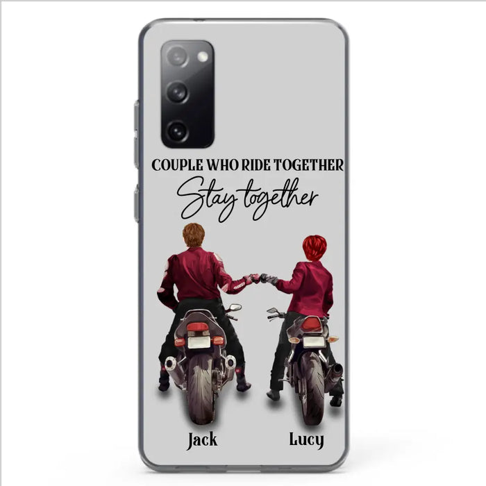 Custom Personalized Riding Couple Phone Case - Gift Idea For Couple/Valentines Day/Her/Him - Couple Who Ride Together Stay Together - Case For Iphone/Samsung