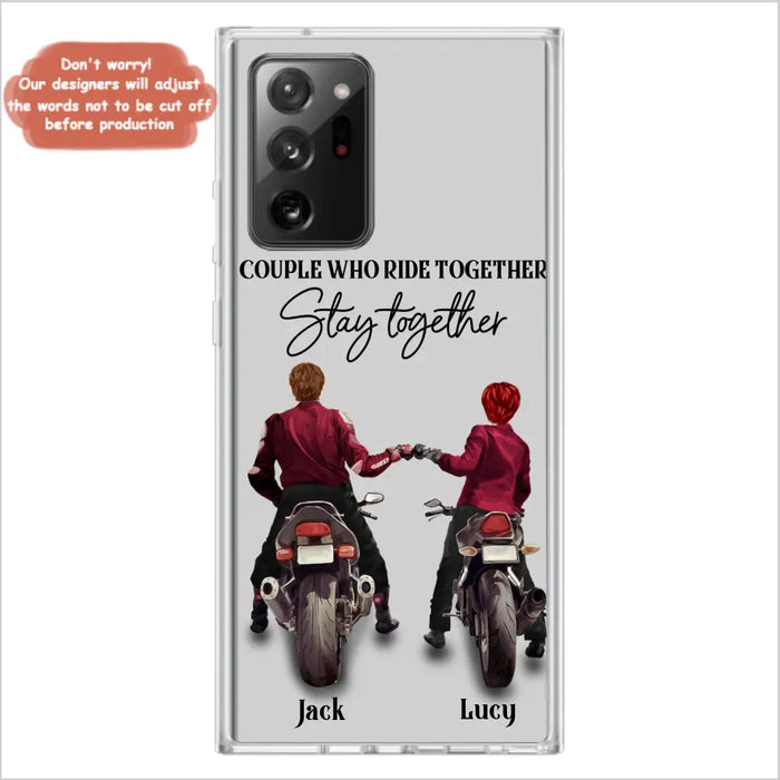 Custom Personalized Riding Couple Phone Case - Gift Idea For Couple/Valentines Day/Her/Him - Couple Who Ride Together Stay Together - Case For Iphone/Samsung