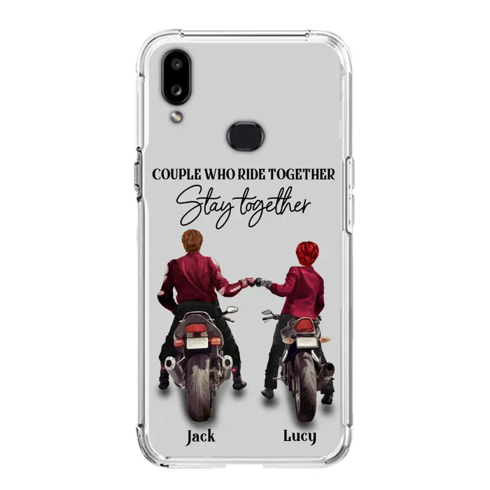 Custom Personalized Riding Couple Phone Case - Gift Idea For Couple/Valentines Day/Her/Him - Couple Who Ride Together Stay Together - Case For Iphone/Samsung