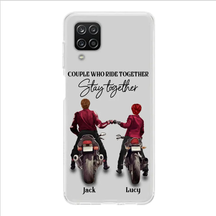 Custom Personalized Riding Couple Phone Case - Gift Idea For Couple/Valentines Day/Her/Him - Couple Who Ride Together Stay Together - Case For Iphone/Samsung