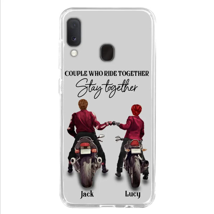 Custom Personalized Riding Couple Phone Case - Gift Idea For Couple/Valentines Day/Her/Him - Couple Who Ride Together Stay Together - Case For Iphone/Samsung