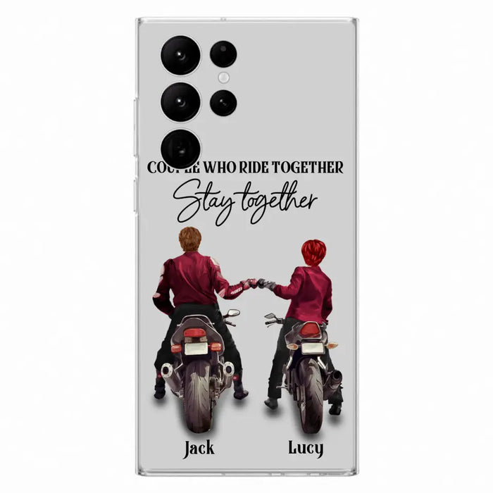 Custom Personalized Riding Couple Phone Case - Gift Idea For Couple/Valentines Day/Her/Him - Couple Who Ride Together Stay Together - Case For Iphone/Samsung