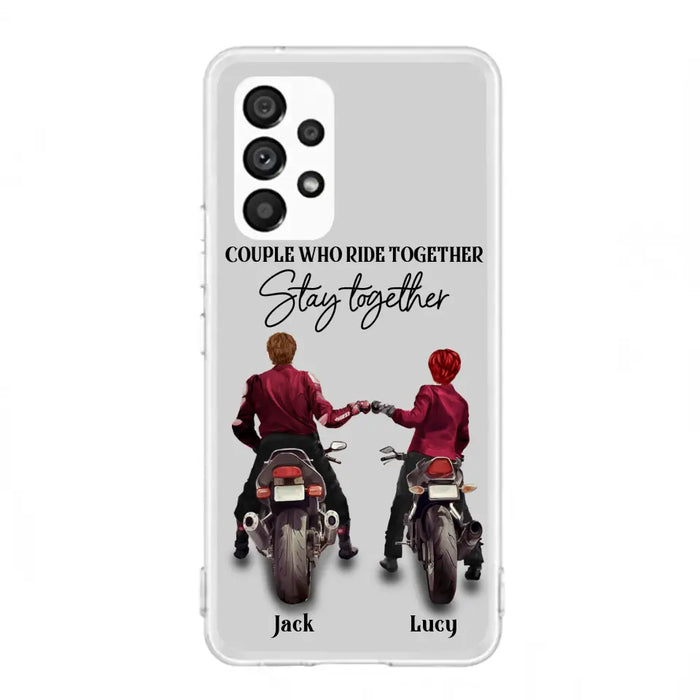 Custom Personalized Riding Couple Phone Case - Gift Idea For Couple/Valentines Day/Her/Him - Couple Who Ride Together Stay Together - Case For Iphone/Samsung