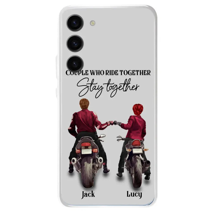 Custom Personalized Riding Couple Phone Case - Gift Idea For Couple/Valentines Day/Her/Him - Couple Who Ride Together Stay Together - Case For Iphone/Samsung