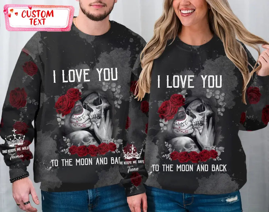 Custom Personalized Skull Couple AOP Sweater - Christmas/ Valentine's Day Gift Idea for Couple - You And Me We Got This