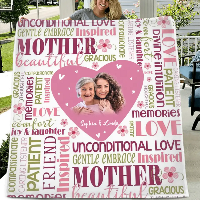 Custom Personalized Mom & Daughter Photo Quilt/ Single Layer Fleece Blanket - Upload Photo - Gift Idea For Mother/Daughter - Unconditional Love