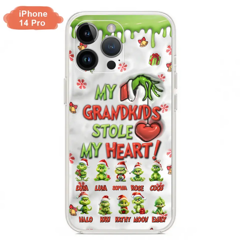Personalized Christmas Mama Grandkid Phone Case - Gift Idea For Grandkids - Up to 10 Kids - My Grandkids Stole My Heart - Case For iPhone/Samsung