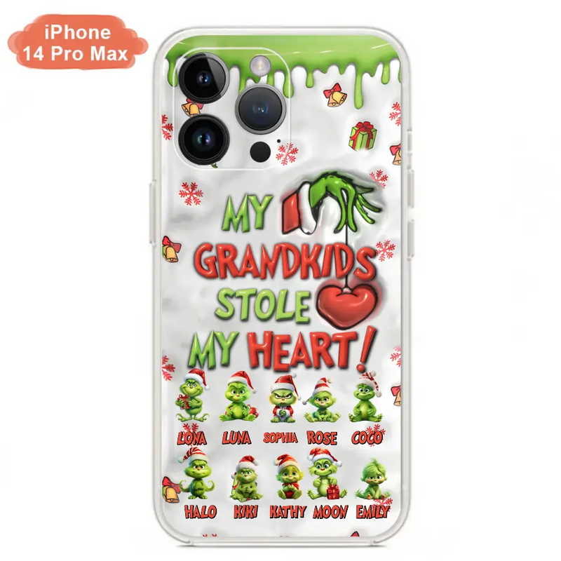 Personalized Christmas Mama Grandkid Phone Case - Gift Idea For Grandkids - Up to 10 Kids - My Grandkids Stole My Heart - Case For iPhone/Samsung