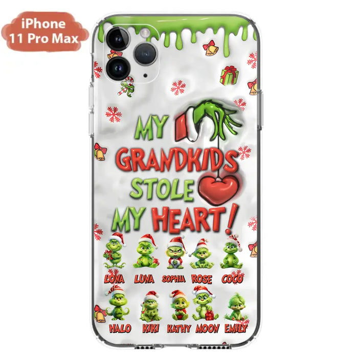 Custom Personalized Christmas Mama Grandkid Phone Case - Gift Idea For Grandkids - Upto 10 Kids - My Grandkids Stole My Heart - Case For iPhone/Samsung