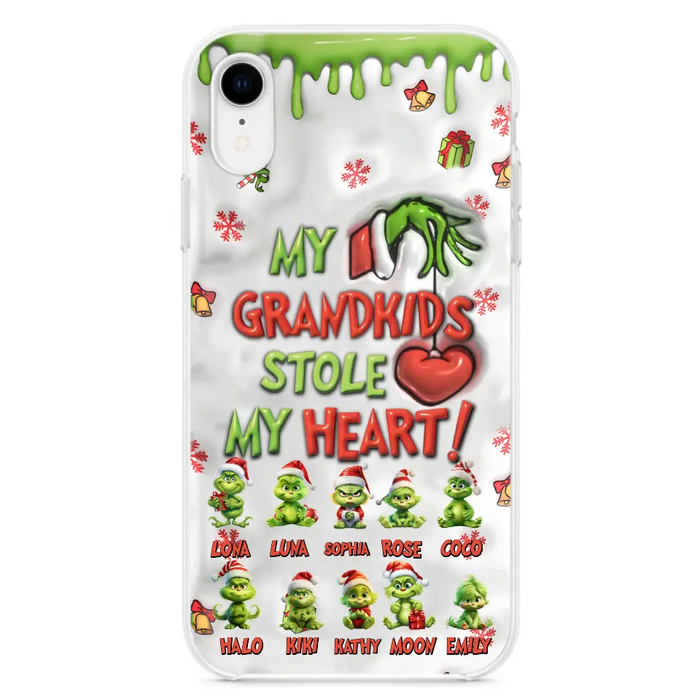 Custom Personalized Christmas Mama Grandkid Phone Case - Gift Idea For Grandkids - Upto 10 Kids - My Grandkids Stole My Heart - Case For iPhone/Samsung