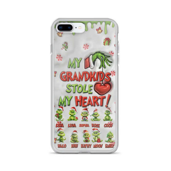 Custom Personalized Christmas Mama Grandkid Phone Case - Gift Idea For Grandkids - Upto 10 Kids - My Grandkids Stole My Heart - Case For iPhone/Samsung